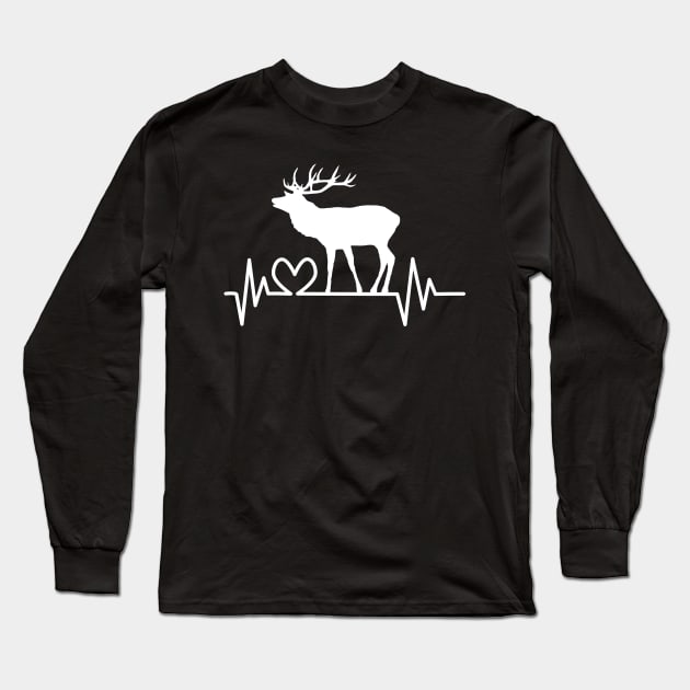 deer, stag, heartbeat, wild animal, hunting hunter Long Sleeve T-Shirt by rh_naturestyles